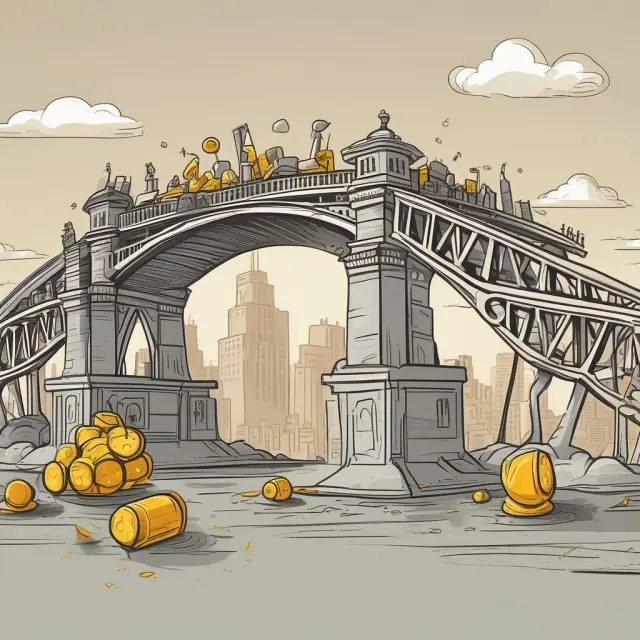 An image of a sturdy bridge with productivity on one end and a flourishing garden symbolizing inflation on the other, illustrating how productivity connects economic growth and price stability.