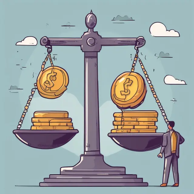 A scale with one pan representing sales revenue and the other showing costs. The balance indicates a positive gross profit situation.