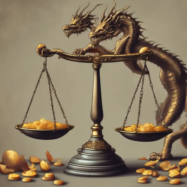 Golden scale balances holding Project A and B coins; Profitability Indices as fiery dragons