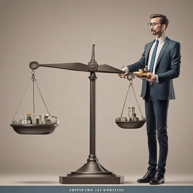 An investor weighs two project options on a scale, with their respective profitability indices determining which project is more productive for the given capital constraint