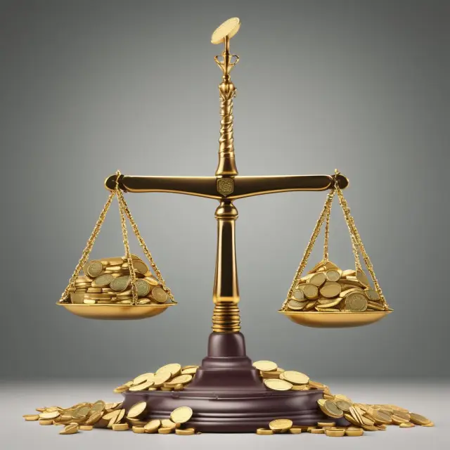 Two golden scales tipped with coins symbolizing operating and pretax profitability ratios