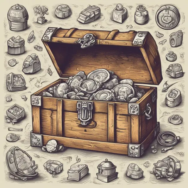 A treasure chest overflowing with golden coins symbolizing profitability ratios, revealing valuable insights about a company