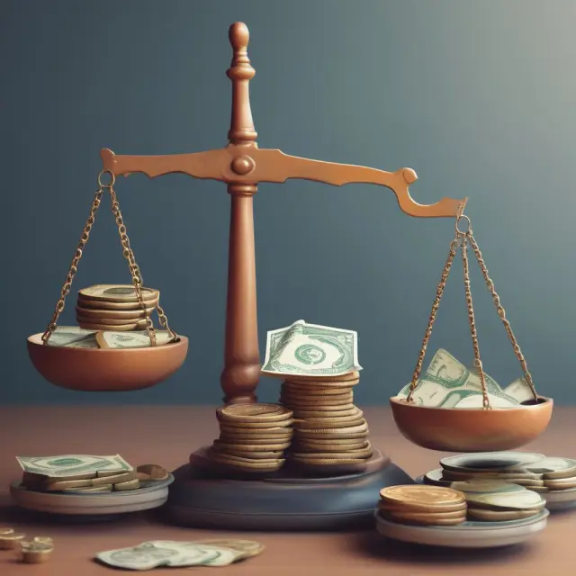 Image of a balanced scale with various industries represented by weights based on their profit before tax (PBT) values, demonstrating industry profitability comparison.