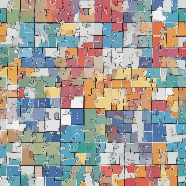 Mosaic puzzle illustrating distinct profit centers within an organization, connected by resources and profits