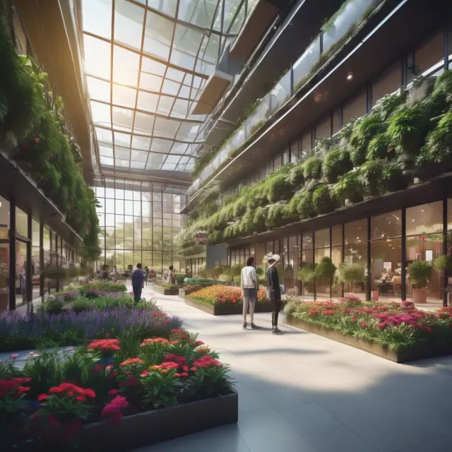 Vibrant gardens representing profit centers in retail (Walmart) and technology (Microsoft) sectors, nurtured for growth and financial insights.
