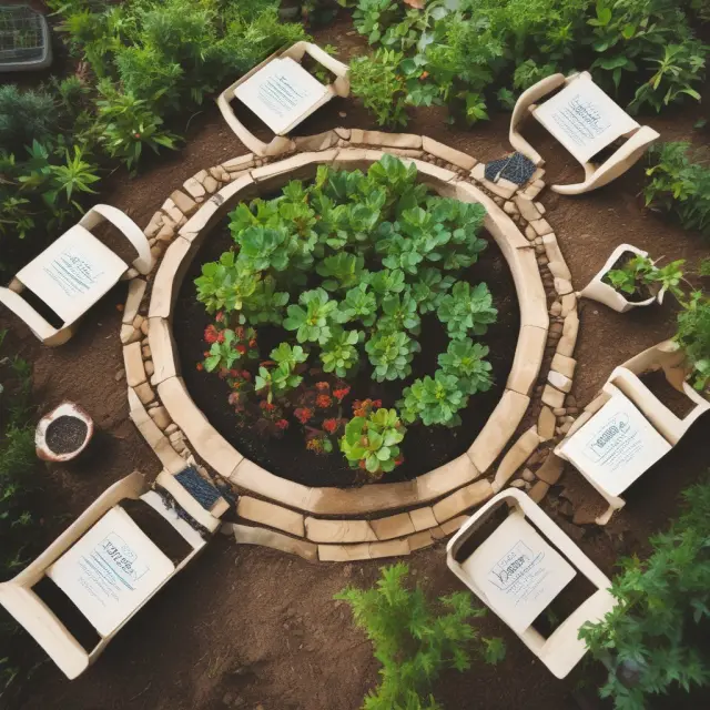 A lush garden symbolizing a profitable profit center, with key performance indicators (KPIs) acting as essential nutrients fueling its continued growth