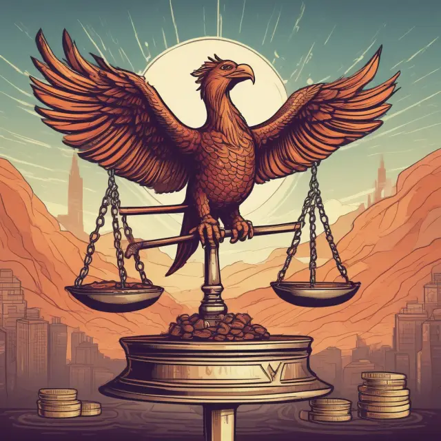 Image of scales comparing profits interest and stock options, featuring a phoenix symbolizing business growth