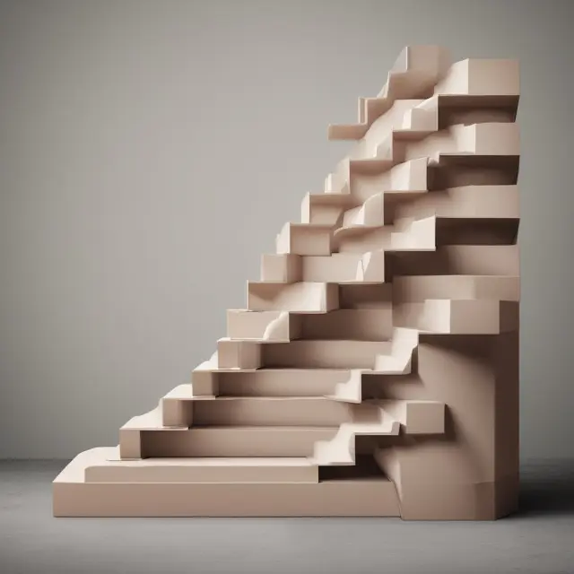 An image of a staircase with progressive levels representing different income brackets leading to a balanced scale, reflecting the concept of progressive taxation