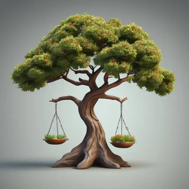 A balanced government scale holds project finance elements, while an economic tree symbolizes growth; maintaining fiscal space for essential public services