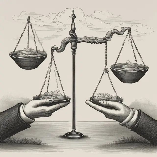 Image of two balanced scales with one side illustrating jurisdictional differences and the other showcasing key promissory estoppel elements.