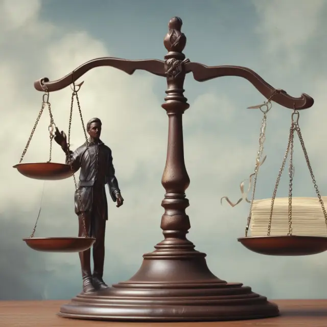 An image of a scale representing justice, with two people exchanging promises under the watchful eyes of equitable and promissory estoppel.