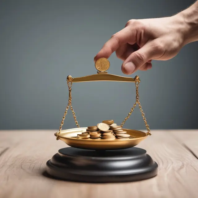 Golden coin representing potential returns of institutional investments balanced between benefits and risks