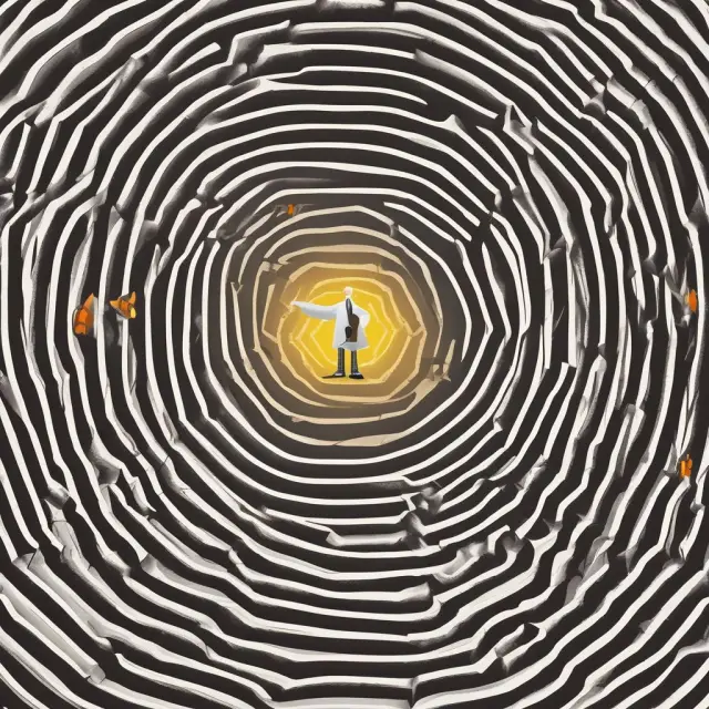 A labyrinth with paths for job promotions, sales promotions, and product promotions merging into a bright future