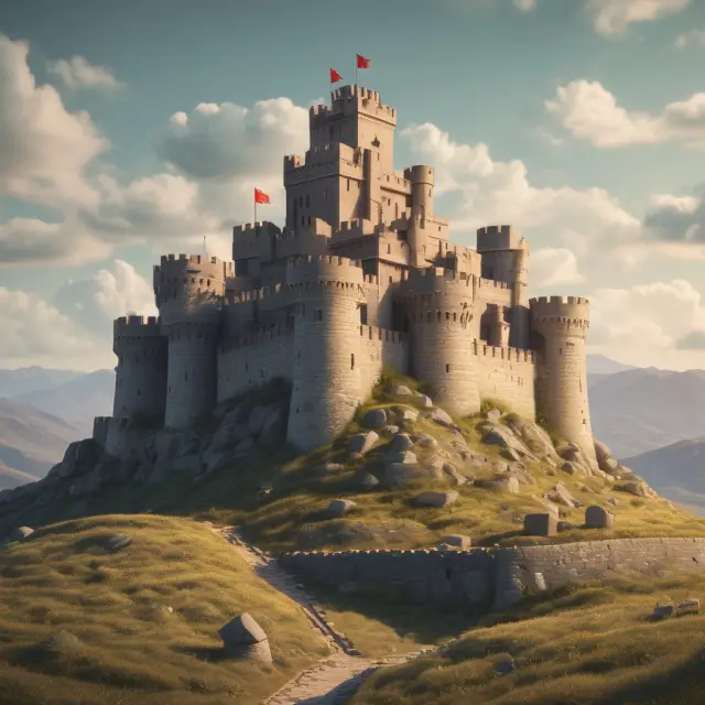 A castle made from interconnected proofs of funds, symbolizing safety and protection against financial threats