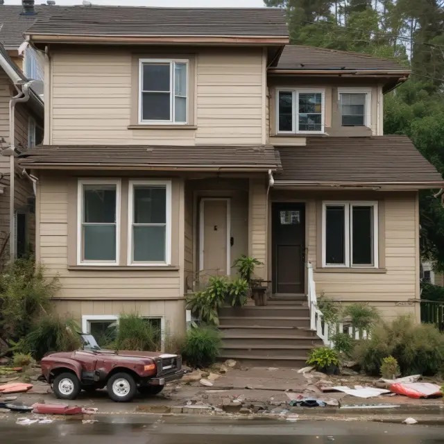 A sturdy fortress with towering walls representing various property insurance policies: Homeowners, Renters, Flood, and Earthquake, offering protection against perils