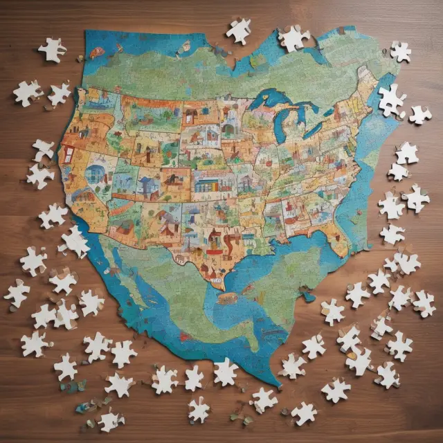 Jigsaw puzzle illustrating property insurance coverages: homeowners, renters, flood, and earthquake