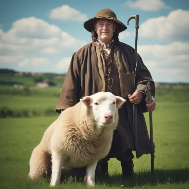 A shepherd meticulously tending to a flock of investments, symbolizing the role of a property manager in managing assets effectively.