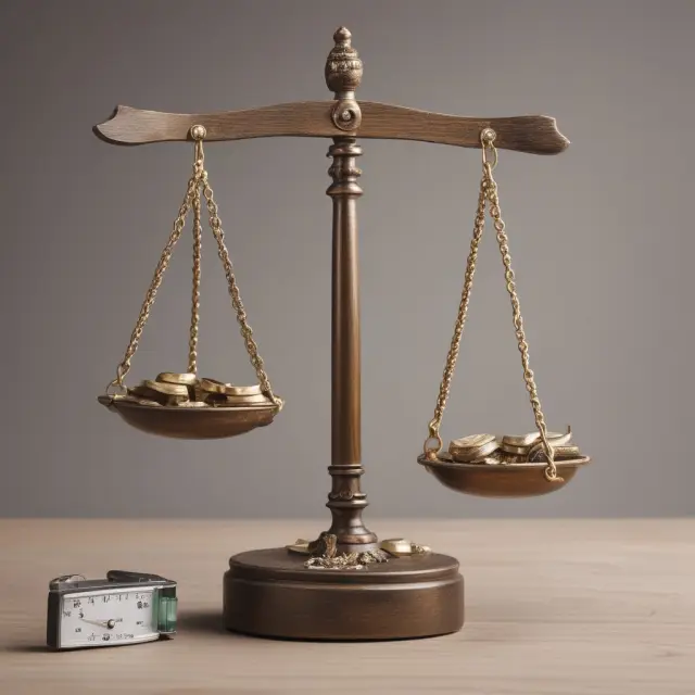 Scale comparing intangible (stocks, patents) and tangible (real estate, buildings) assets during a business evaluation process