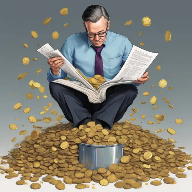 An accountant calculating the property tax deduction using Form 1098, with golden coins representing the deductible amount.