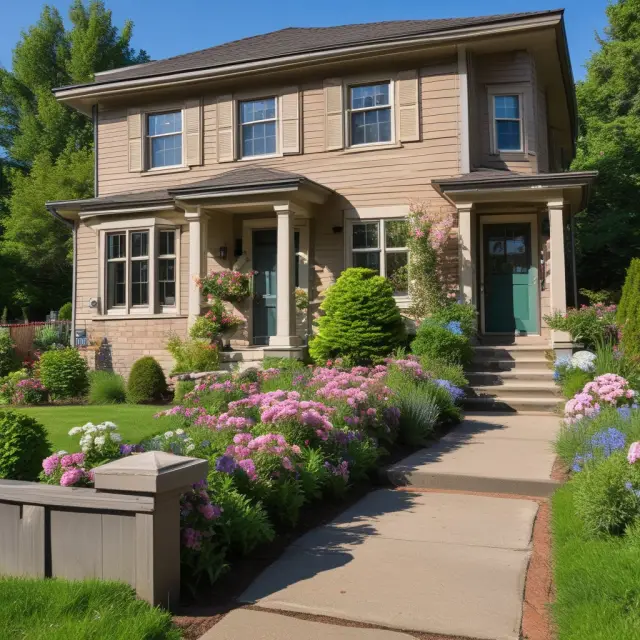 A vibrant garden with various flowers representing tax savings from property tax deductions, growing under the guidance of a knowledgeable gardener symbolizing a tax professional