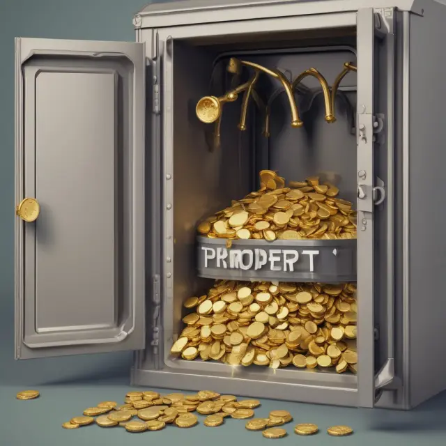 Gold coins symbolically representing tax savings from property exemptions and deductions in a secure vault