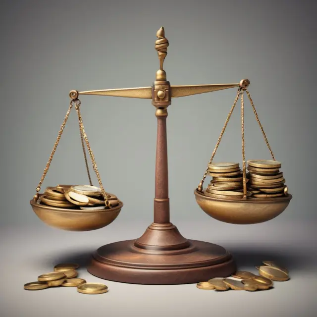 Image of a balance scale evenly distributing coins symbolizing equal proportional taxes for different income levels
