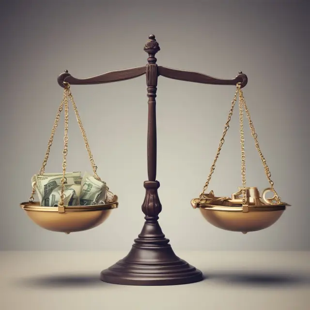 Visual comparison of a balanced scale representing proportional taxes and an imbalanced scale symbolizing progressive taxes