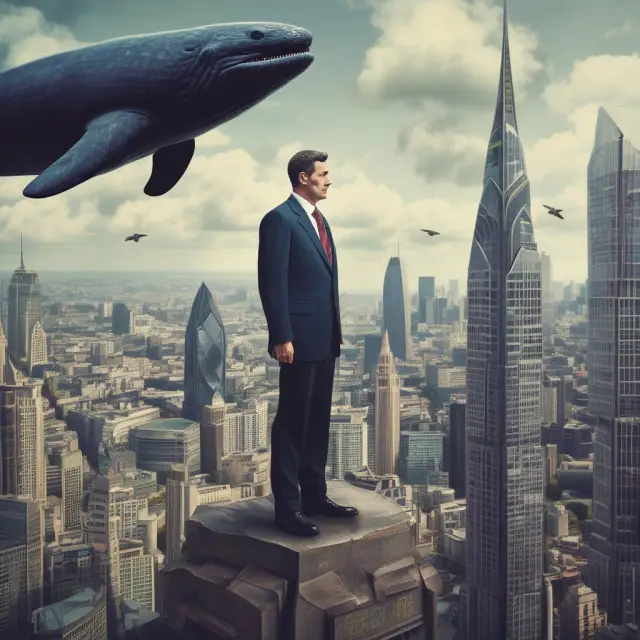 Bruno Iksil, a rogue trader, is depicted on top of massive, teetering financial instruments, symbolizing the breach of risk limits during the JPMorgan Chase proprietary trading scandal.