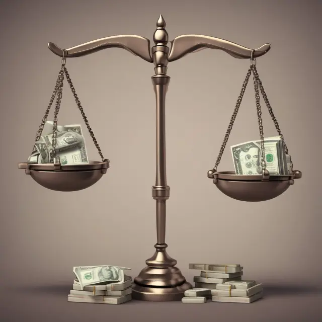 Golden scales balance cash and equity shares in a merger or acquisition, representing fairness through proration