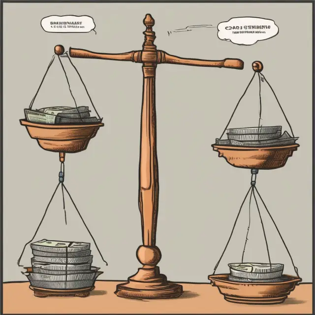 An artistically balanced scale represents the distribution of shares and cash according to proration factors in a corporate action.