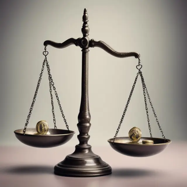 Antitrust scales maintaining balance during corporate actions, emphasizing fairness through proration.