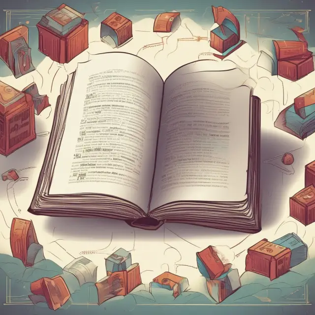A metaphorical image of an open book symbolizing a prospectus with sections labeled for company background, financial data, offering details, and risks.