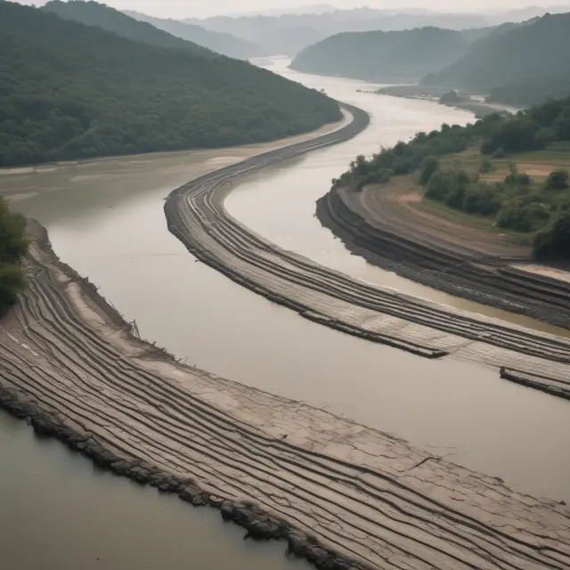 A river symbolizing international trade, with protective barriers (import quotas) controlling the flow of goods between countries