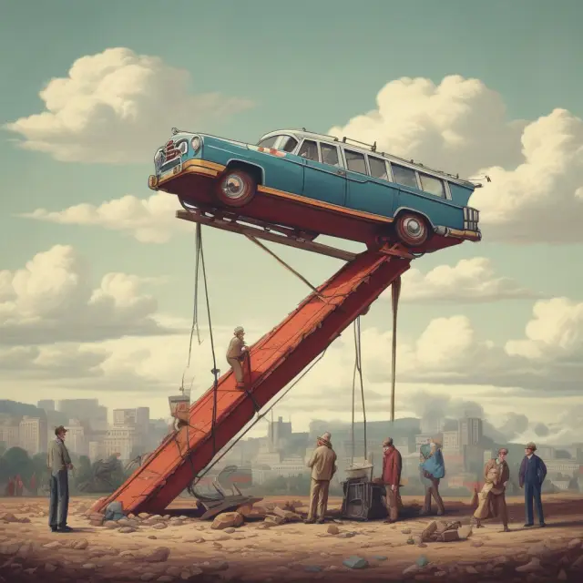 See-saw illustrating the political tension between protectionist left-wing ideas and free trade right-wing economics