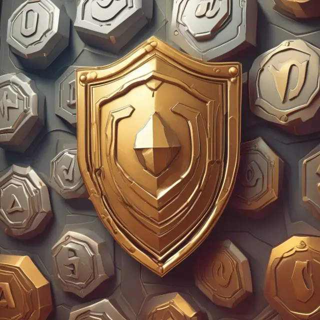 A golden shield symbolizing a protective put strategy, featuring adjustable strike prices and premiums.