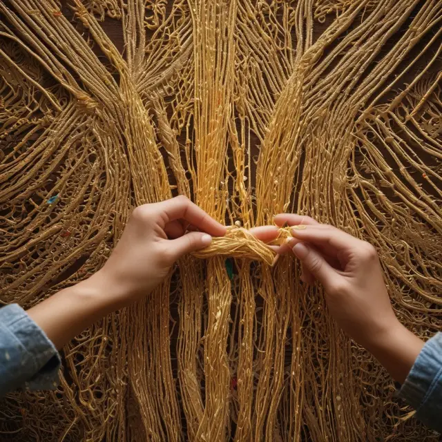 Employees and employers collaborating on a golden tapestry, representing their contributions to provident funds for financial security in retirement