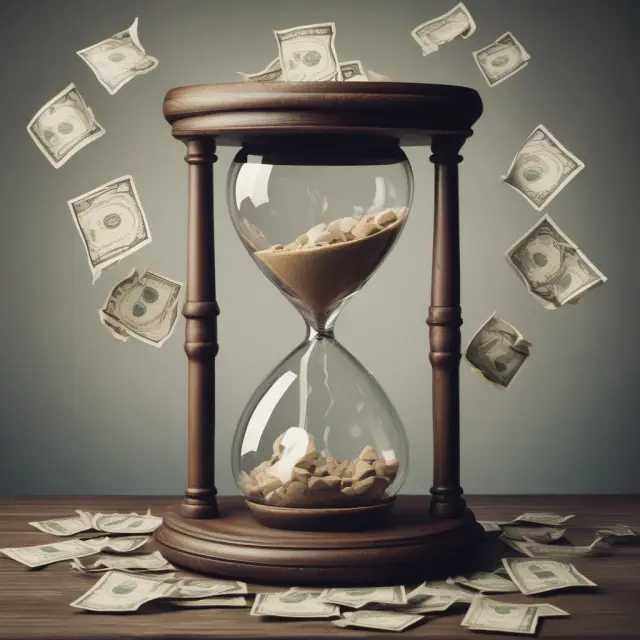 An hourglass pouring receivables into a pool labeled 