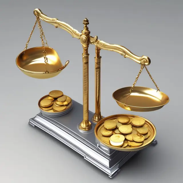 Two balance scales displaying gold coins for sales revenue and silver coins for provisions for credit losses, emphasizing their relationship