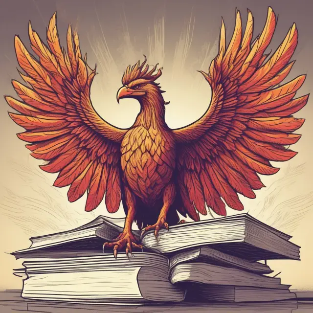 A mythical phoenix emerging from a pile of proxy statements, emphasizing the power and significance of shareholders in corporate governance.
