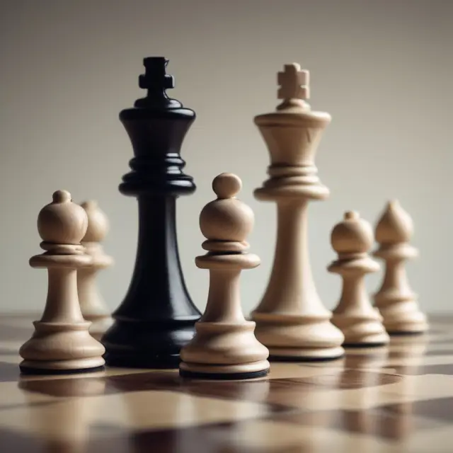 A chessboard with board members as pieces, symbolizing their influence on proxy fight outcomes