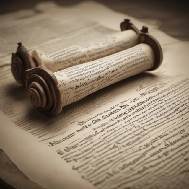 A large, ancient scroll transforms into a detailed proxy statement on a table, emphasizing transparency and shareholder communication.