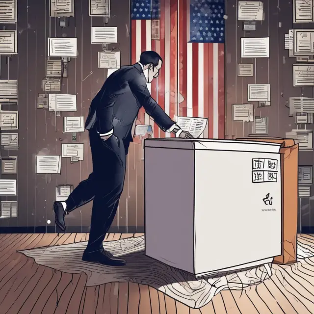 An institutional investor engages in proxy voting, selecting options on a virtual table representing various corporate matters