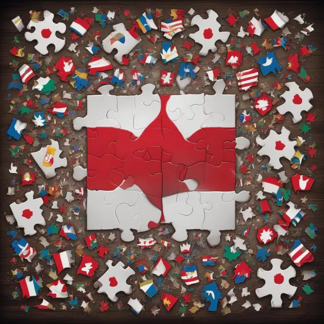 Puzzle pieces depicting Indonesian flags and corporate logos, symbolizing the complex Indonesian business entity laws