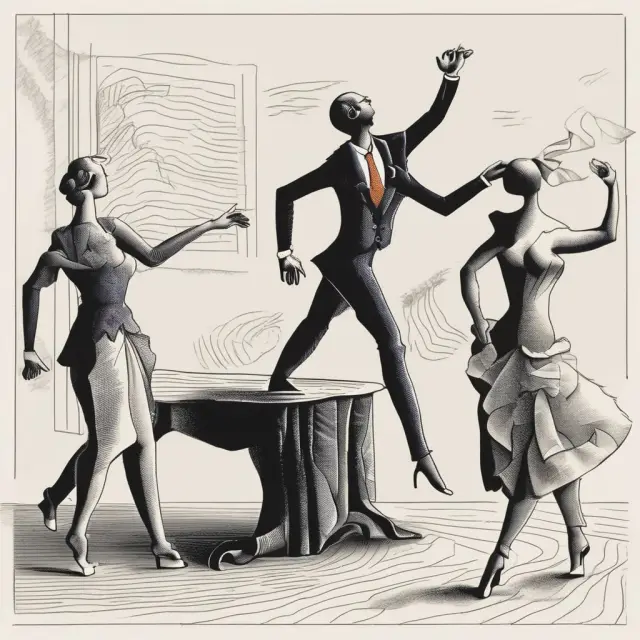 Three figures symbolizing revenue sharing, availability payments, and shadow tolls engaged in a partnership negotiation.