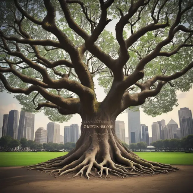 A tree represents the public company, with deep roots signifying access to capital markets and branches growing towards prestigious stock exchanges