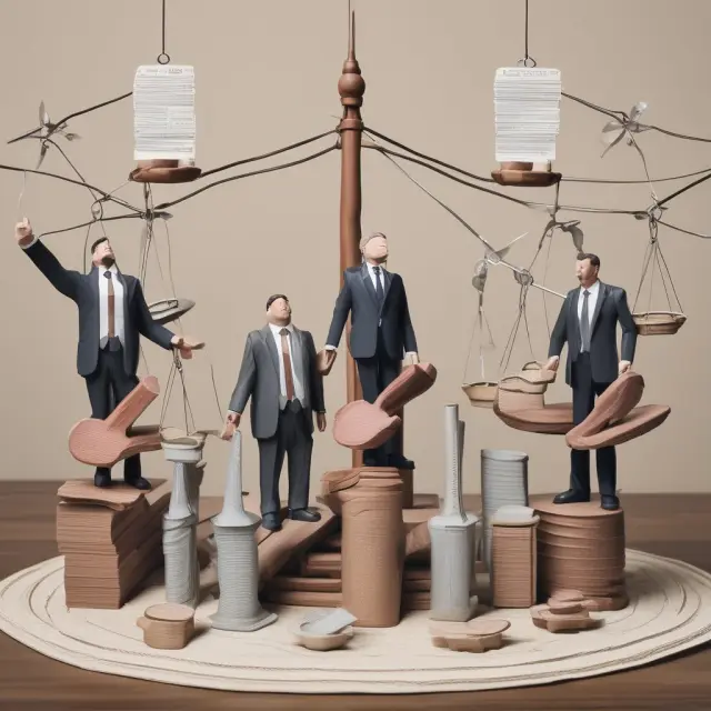 An intricate scale model representing a public company, burdened by regulatory requirements and financial reporting obligations. Shareholders hold strings symbolizing control.