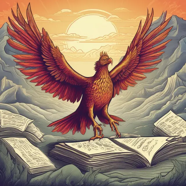 Phoenix rising from papers, representing a public company