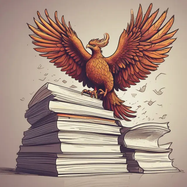 A mythical Phoenix rises from a pile of financial reports, representing the Sarbanes-Oxley Act