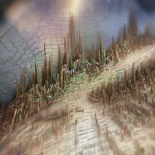 A conductor leading a diverse orchestra consisting of stock bulls & bears, dancing forex waves, index trees swaying, and commodity rivers flowing, symbolizing pullbacks in various markets.