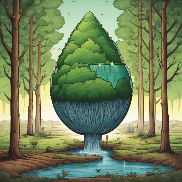Government funds symbolically ignite a lush forest, representing economic growth